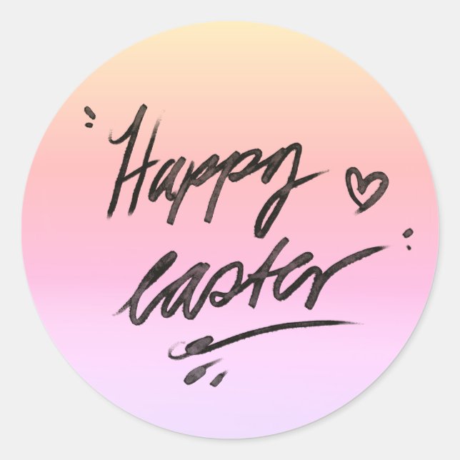 Sticker Rond Happy easter hand lettering (Devant)