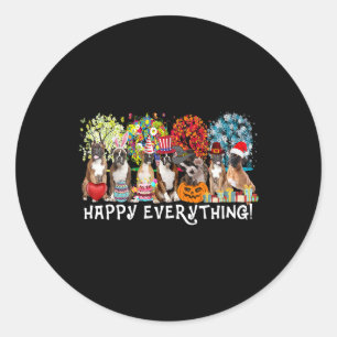 Sticker Rond Happy Everything Boxer Dog Seasons All Year Tree L