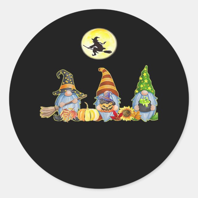 Sticker Rond Happy Fall Y’all mignonne Halloween Gnomes It’s Fa (Devant)