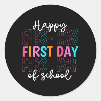 Sticker Rond Happy First Day of School Teachers Women Student