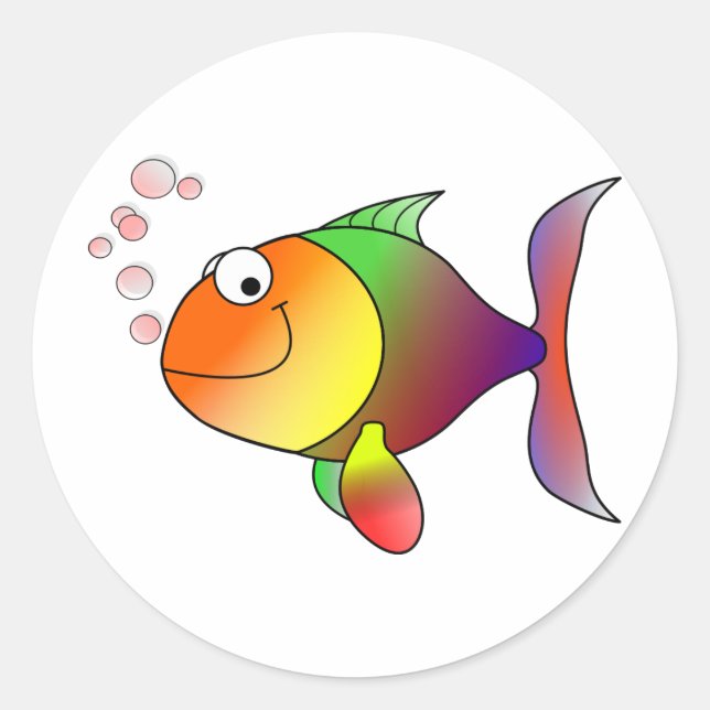 Sticker Rond Happy Fish ~ Bulles (Devant)