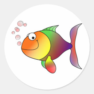 Sticker Rond Happy Fish ~ Bulles