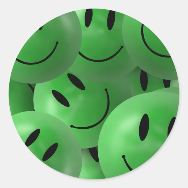 STICKER ROND HAPPY GREEN SMILIE FAIT FACE À DES CERCLES LAYÉ MO (Devant)