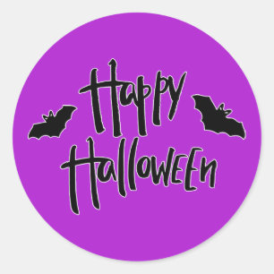 Sticker Rond Happy Halloween chauves-chauves-souris noires Whim