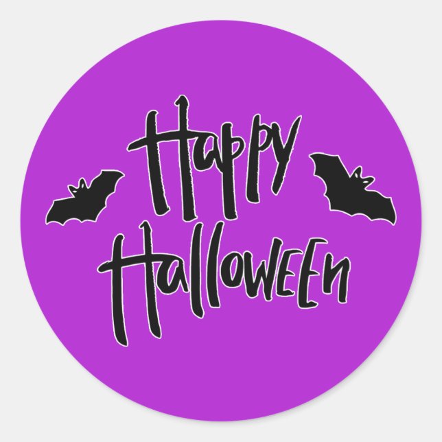 Sticker Rond Happy Halloween chauves-chauves-souris noires Whim (Devant)