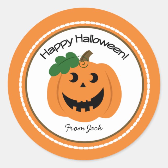 Sticker Rond Happy Halloween Citrouille Jackolantern Faveur Sti (Devant)