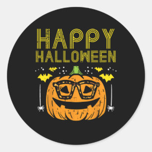 Sticker Rond Happy Halloween Citrouille lunettes costume femmes