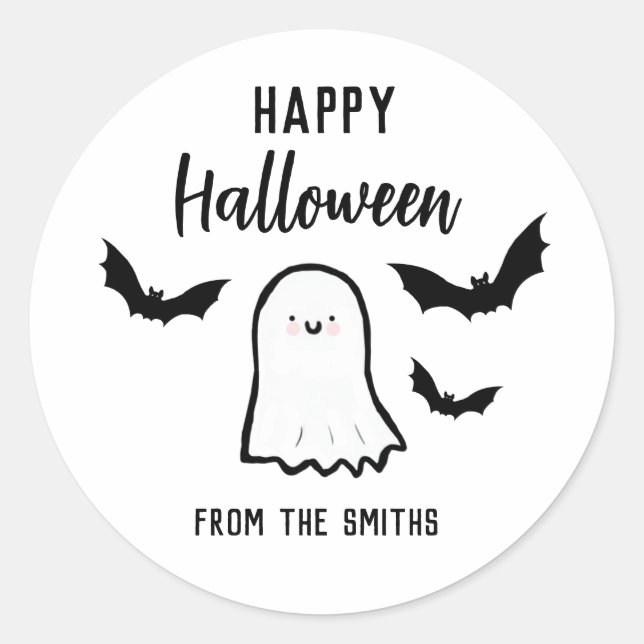Sticker Rond Happy Halloween Friendly Ghost (Devant)