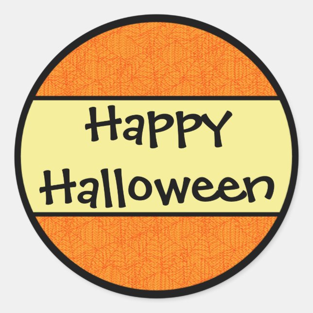 Sticker Rond Happy Halloween Motif orange (Devant)