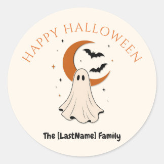 Sticker Rond Happy Halloween / Noche de Brujas Minimalista