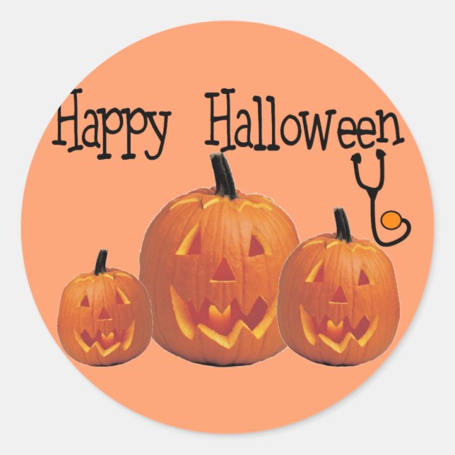 Sticker Rond Happy Halloween T-shirts MÉDICALES (Devant)