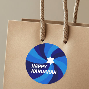 Sticker Rond HAPPY HANOUKKA Modern Star de David Custom