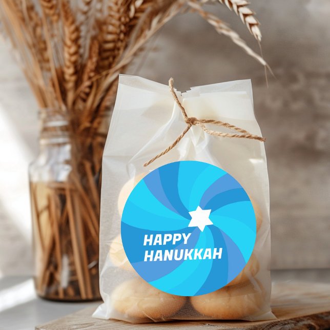 Sticker Rond HAPPY HANOUKKA Modern Star de David Custom (HAPPY HANUKKAH Modern Swirl Star of David Custom Classic Round Sticker
)