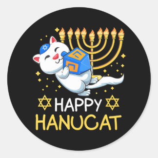 Sticker Rond Happy Hanucat Ugly Hanoukka juive Chanukka mignonn