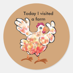 Sticker Rond Happy hen - visite à la ferme