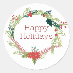 Sticker Rond Happy Holidays
