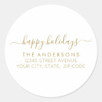 Happy Holidays Gold Script Calligraphy Adresse