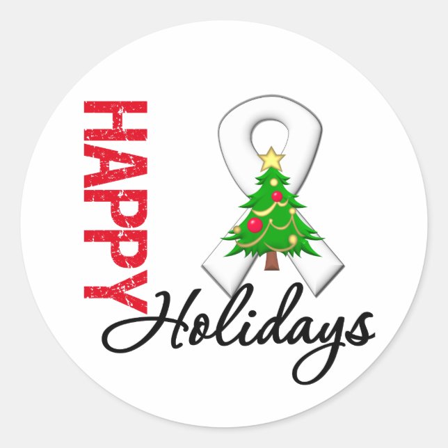 Sticker Rond Happy Holidays Lung Cancer Awareness (Devant)