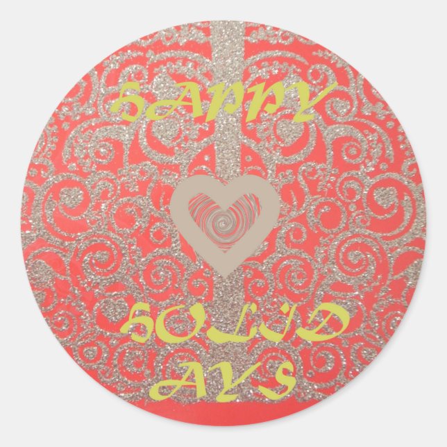 Sticker Rond Happy Holidays Parties scintillant rouge design co (Devant)