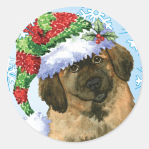 Sticker Rond Happy Howlidays Leonberger