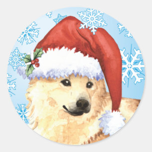 Sticker Rond Happy Howlidays Norwegian Buhund