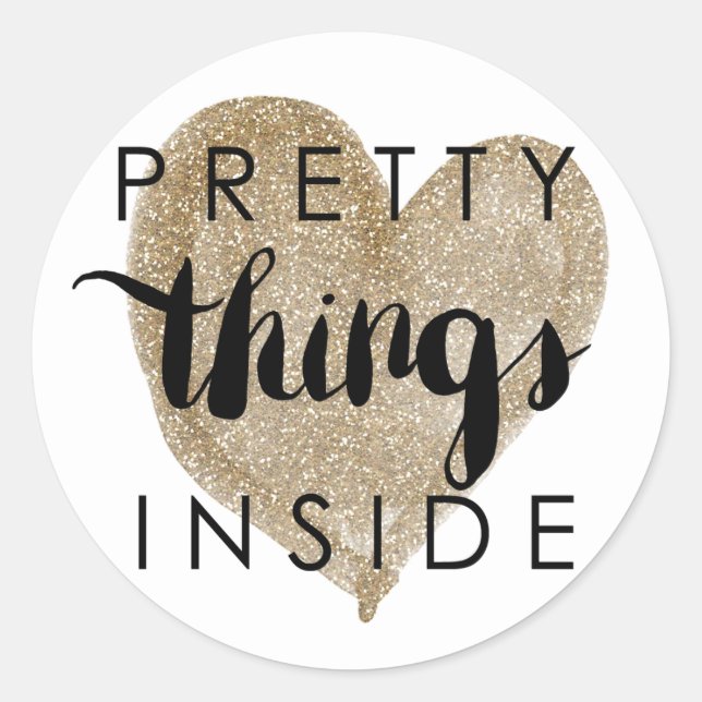 Sticker Rond Happy Mail Gold Heart de jolies choses (Devant)