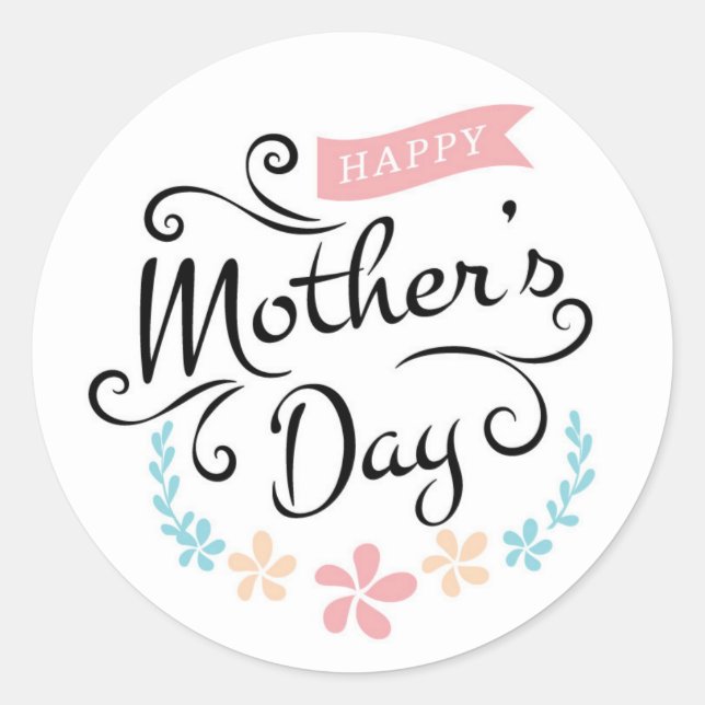 Sticker Rond Happy Mother's Day (Devant)
