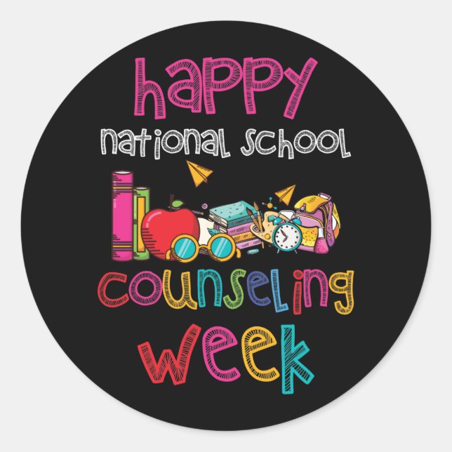 Sticker Rond Happy National School Counseling Week School (Devant)