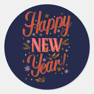 Sticker Rond Happy New Year 