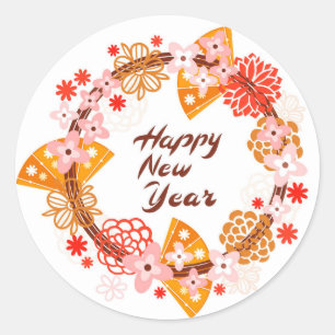 Sticker Rond Happy New Year