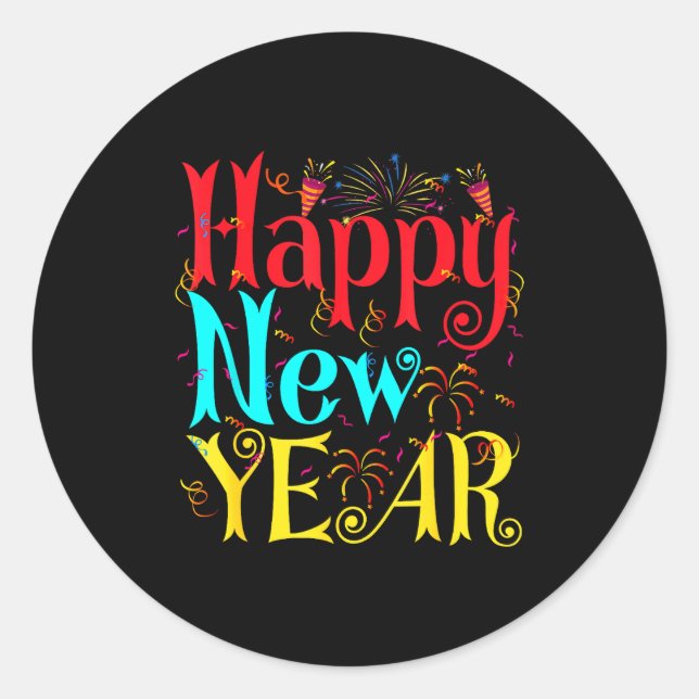 Sticker Rond Happy New Year 2026 And Merry Christmas New Year E (Devant)