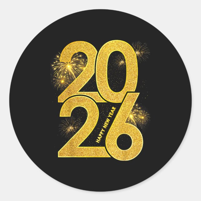 Sticker Rond Happy New Year 2026 Firework Family Matching Men W (Devant)