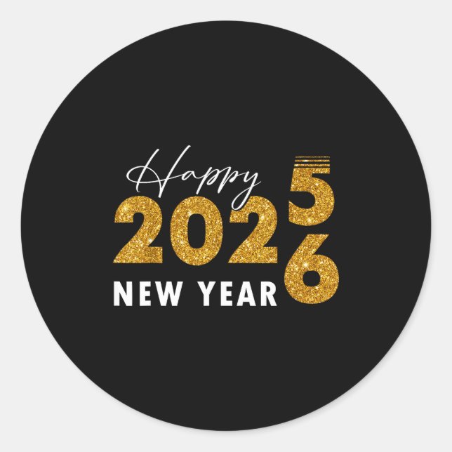 Sticker Rond Happy New Year 2026 Goodbye 2025 Hello 2026  (Devant)