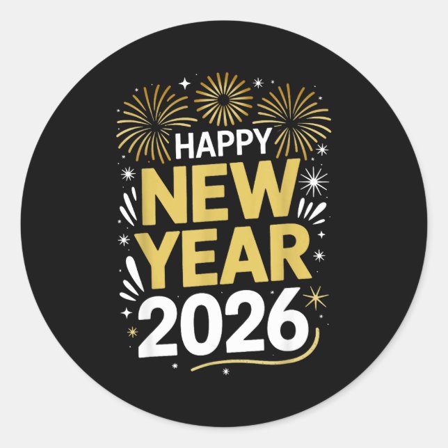 Sticker Rond Happy New Year 2026 - New Year's Eve 2026  (Devant)