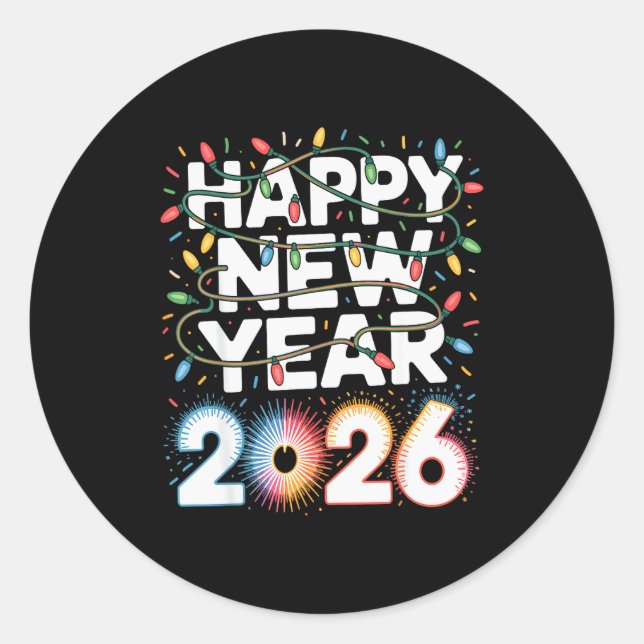 Sticker Rond Happy New Year 2026 Sparkle Shirt For Women  (Devant)