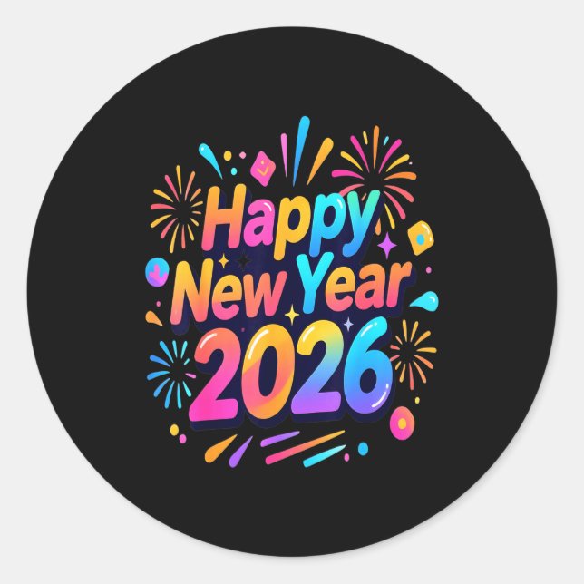 Sticker Rond Happy New Year, Merry Christmas  (Devant)