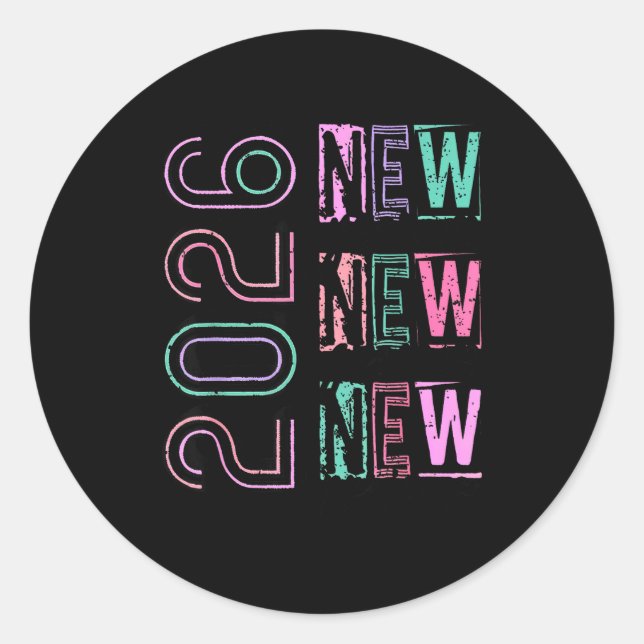 Sticker Rond Happy New Year New Grace New Praise 2026 New Year' (Devant)