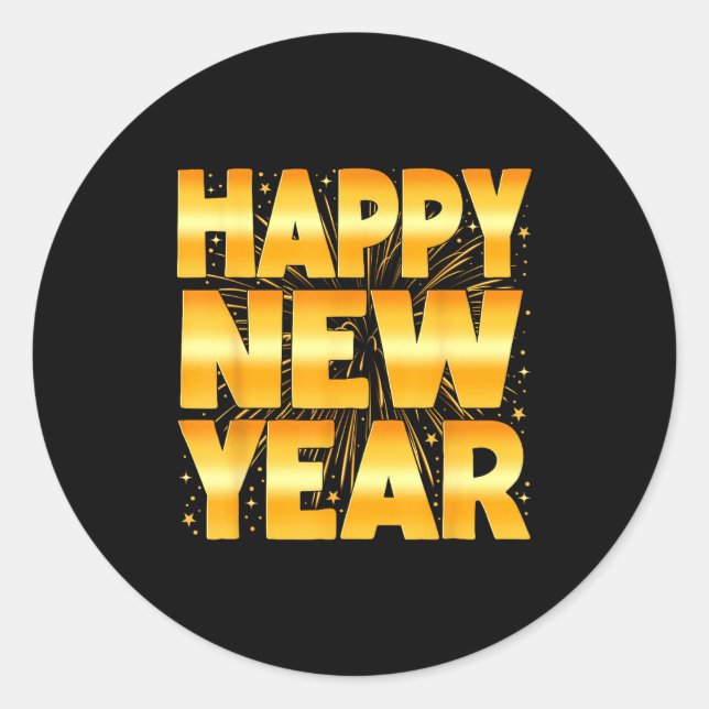 Sticker Rond Happy New Year Shirt Family New Years Eve Party Fi (Devant)
