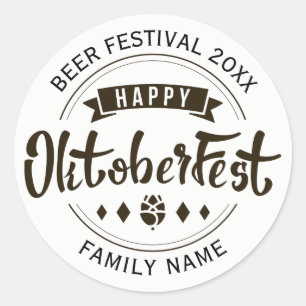 Sticker Rond Happy Octoberfest Modèle de typographie moderne 2