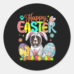Sticker Rond Happy Pâques Anglais Springer Spaniel Cosplay Bunn