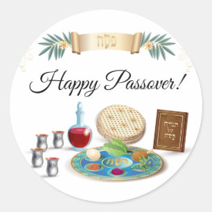 Sticker Rond Happy Passover Spring Sesach Seder