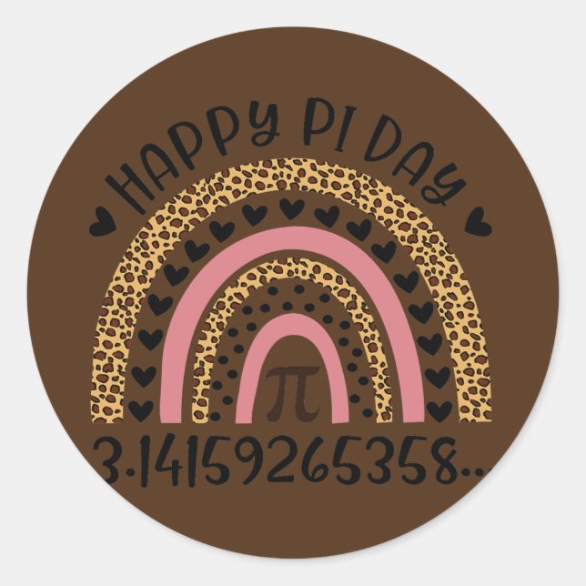 Sticker Rond Happy Pi Day Math Teacher Mathematic Leopard (Devant)