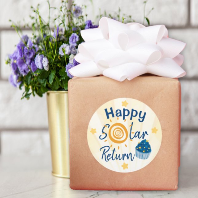 Sticker Rond Happy Solar Return Astrology Birthday (A different and fun way to say Happy Birthday! Atrological theme sticker.)