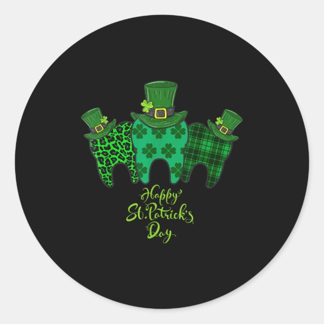 Sticker Rond Happy St Patrick's Day Dental Istant Tooth Patrick (Devant)