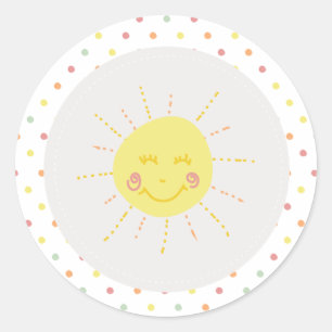 Sticker Rond Happy Sunshine polkadot Party Plaque papier