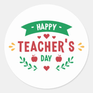 Sticker Rond Happy Teacher's Day word art