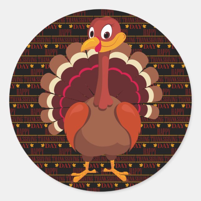 Sticker Rond Happy Thanksgiving (Devant)