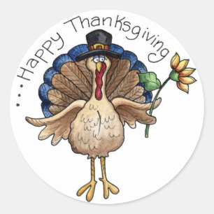 Sticker Rond Happy Thanksgiving