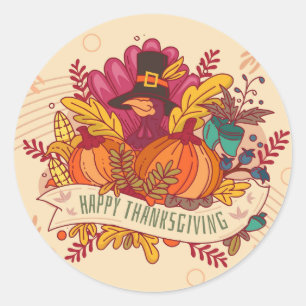 Sticker Rond Happy Thanksgiving