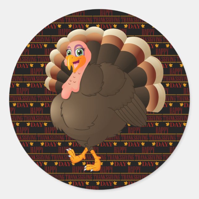 Sticker Rond Happy Thanksgiving (Devant)